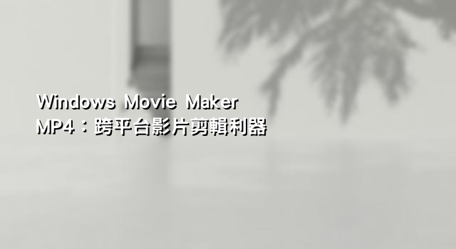 Windows Movie Maker MP4：跨平台影片剪輯利器