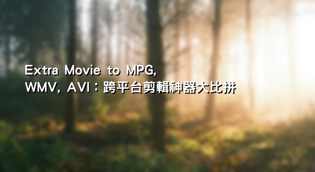 Extra Movie to MPG, WMV, AVI：跨平台剪輯神器大比拼